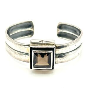 Silpada Retired B1043 Sterling Silver Smoky Quartz Cuff Bracelet